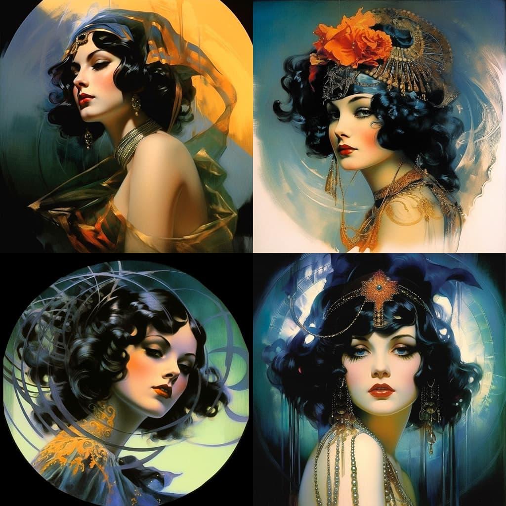 Rolf Armstrong style, Midjourney V5.2, render 1 of 4