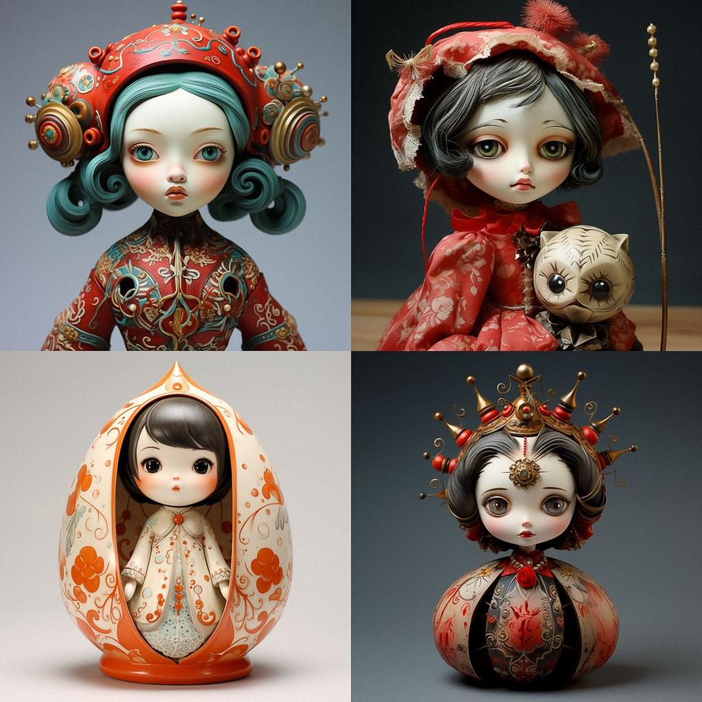 Roly-poly doll style, Midjourney V5.2, render 1 of 4