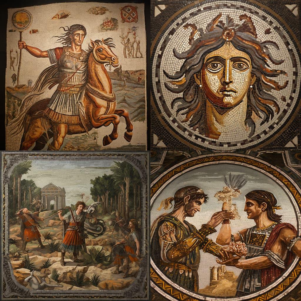 Roman mosaic style, Midjourney V5.2, render 1 of 4