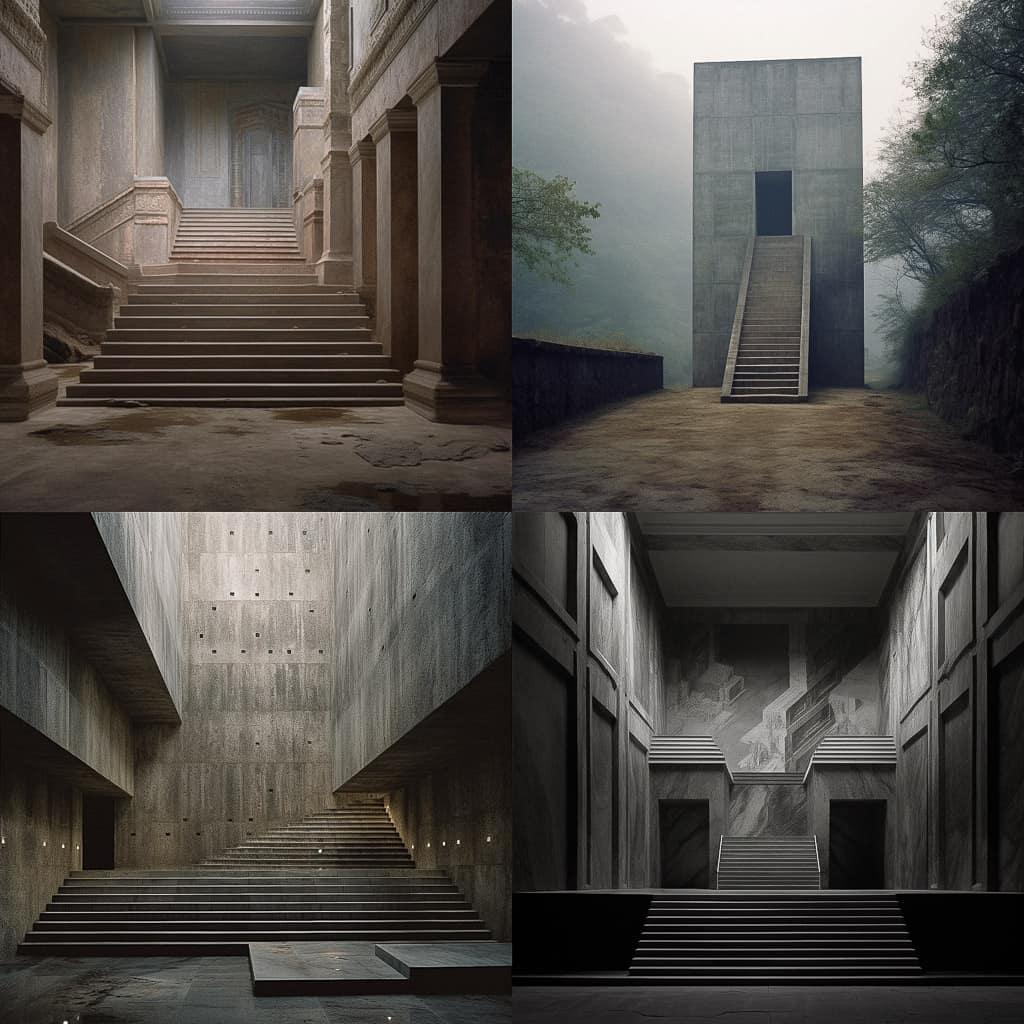 Rudolf Olgiati style, Midjourney V5.2, render 1 of 4
