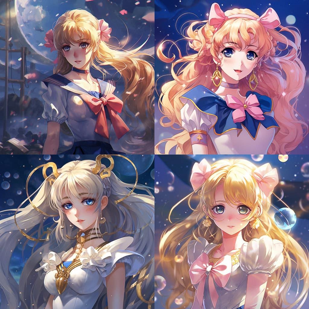 Sailor Moon style, Midjourney V5.2, render 1 of 4