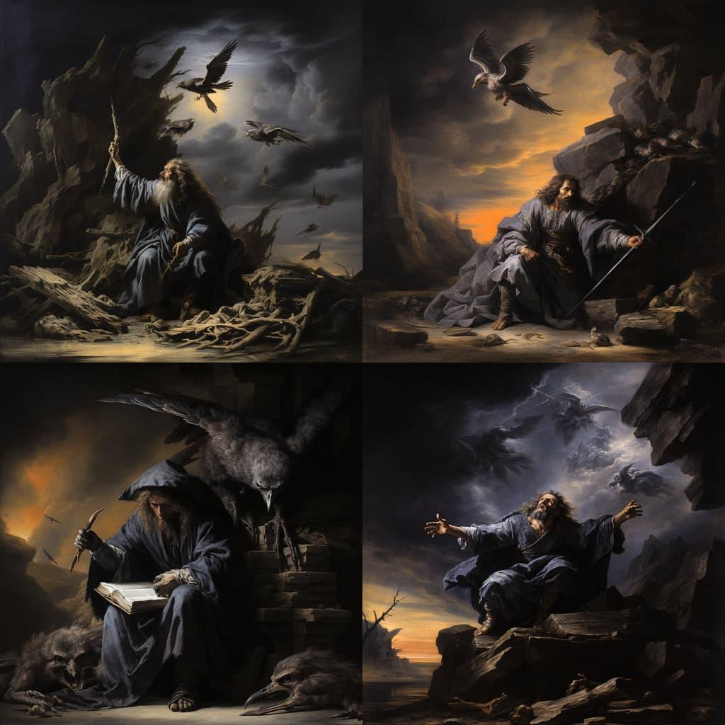 Salvator Rosa style, Midjourney V5.2, render 1 of 4