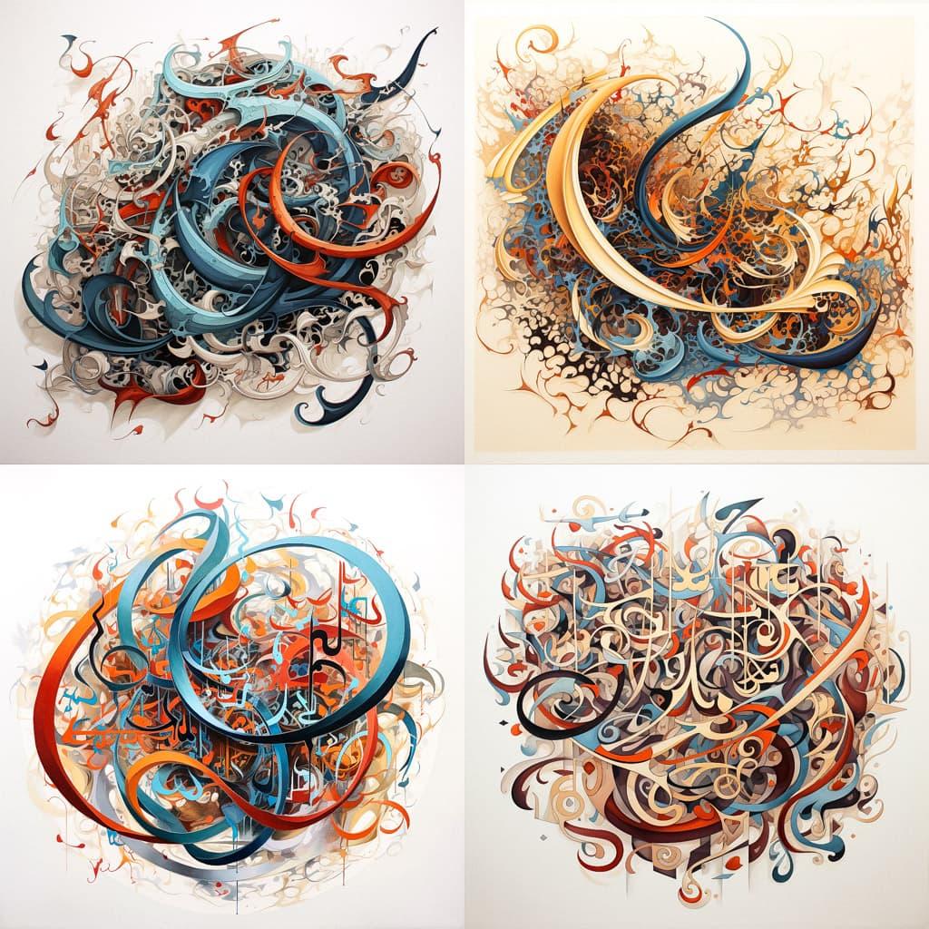Sama Calligraphy style, Midjourney V5.2, render 1 of 4