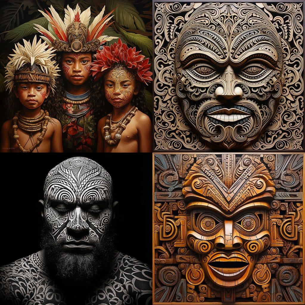 Samoan art style, Midjourney V5.2, render 1 of 4