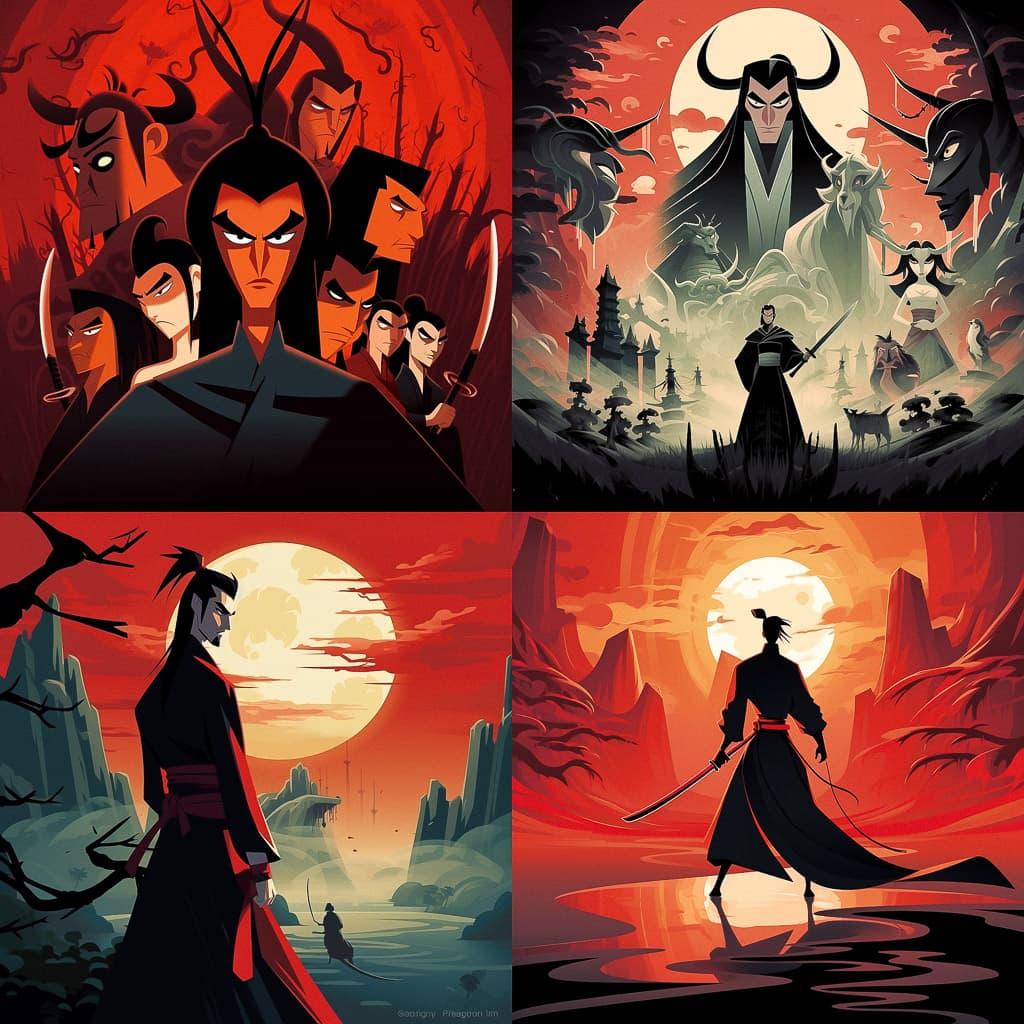 Samurai Jack style, Midjourney V5.2, render 1 of 4