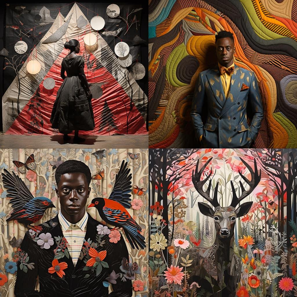 Sanford Biggers style, Midjourney V5.2, render 1 of 4