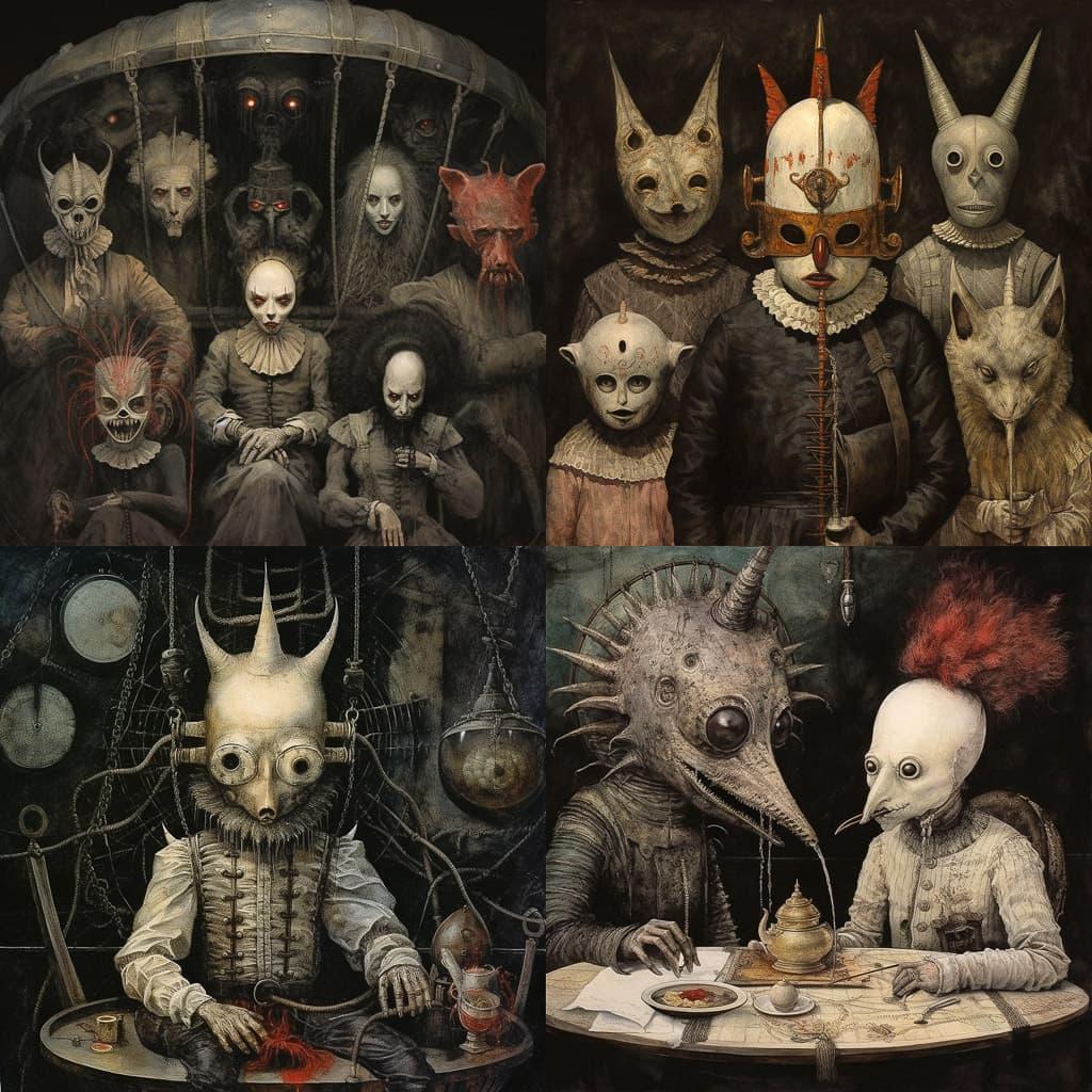 Santiago Caruso style, Midjourney V5.2, render 1 of 4