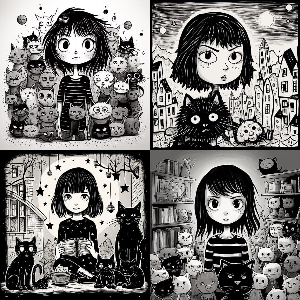 Sarah Andersen style, Midjourney V5.2, render 1 of 4