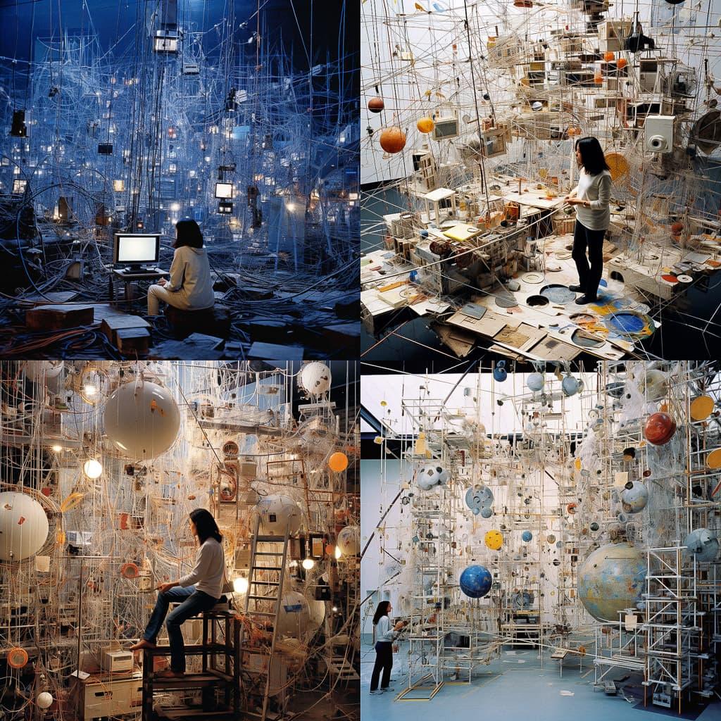 Sarah Sze style, Midjourney V5.2, render 1 of 4