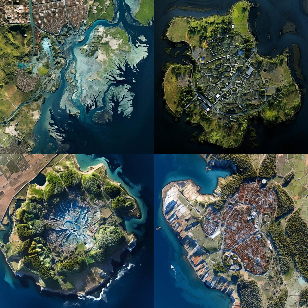 Satellite view style, Midjourney V5.2, render 1 of 4