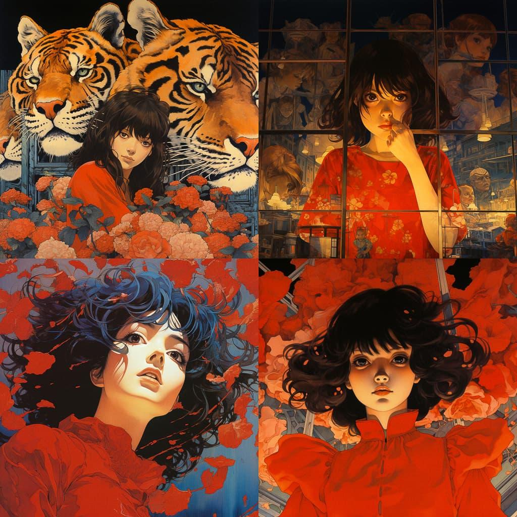 Satoshi Kon style, Midjourney V5.2, render 1 of 4