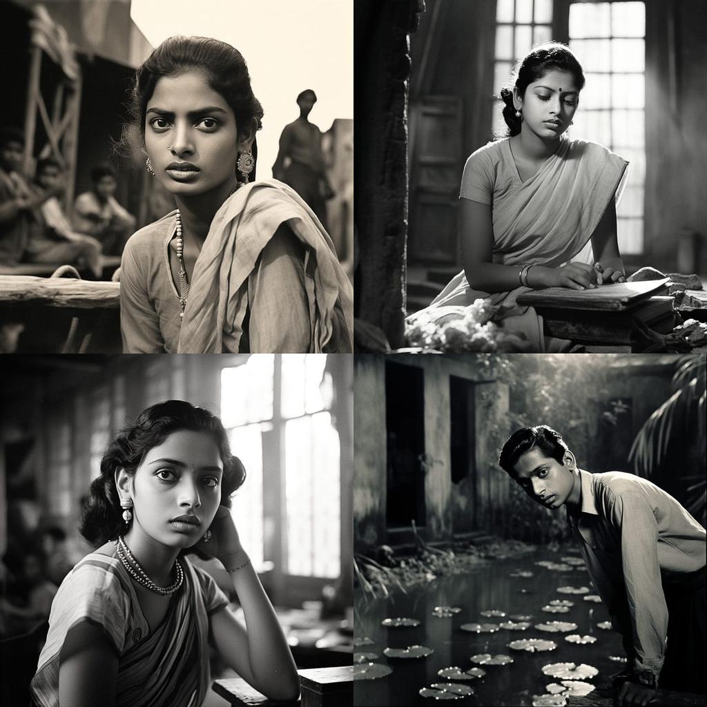 Satyajit Ray style, Midjourney V5.2, render 1 of 4