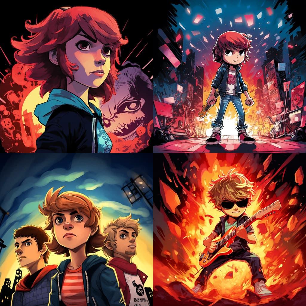 Scott Pilgrim style, Midjourney V5.2, render 1 of 4