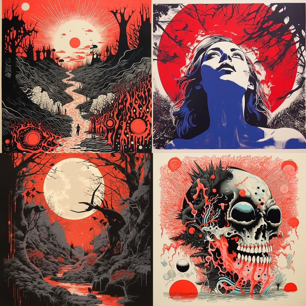 Screenprint style, Midjourney V5.2, render 1 of 4