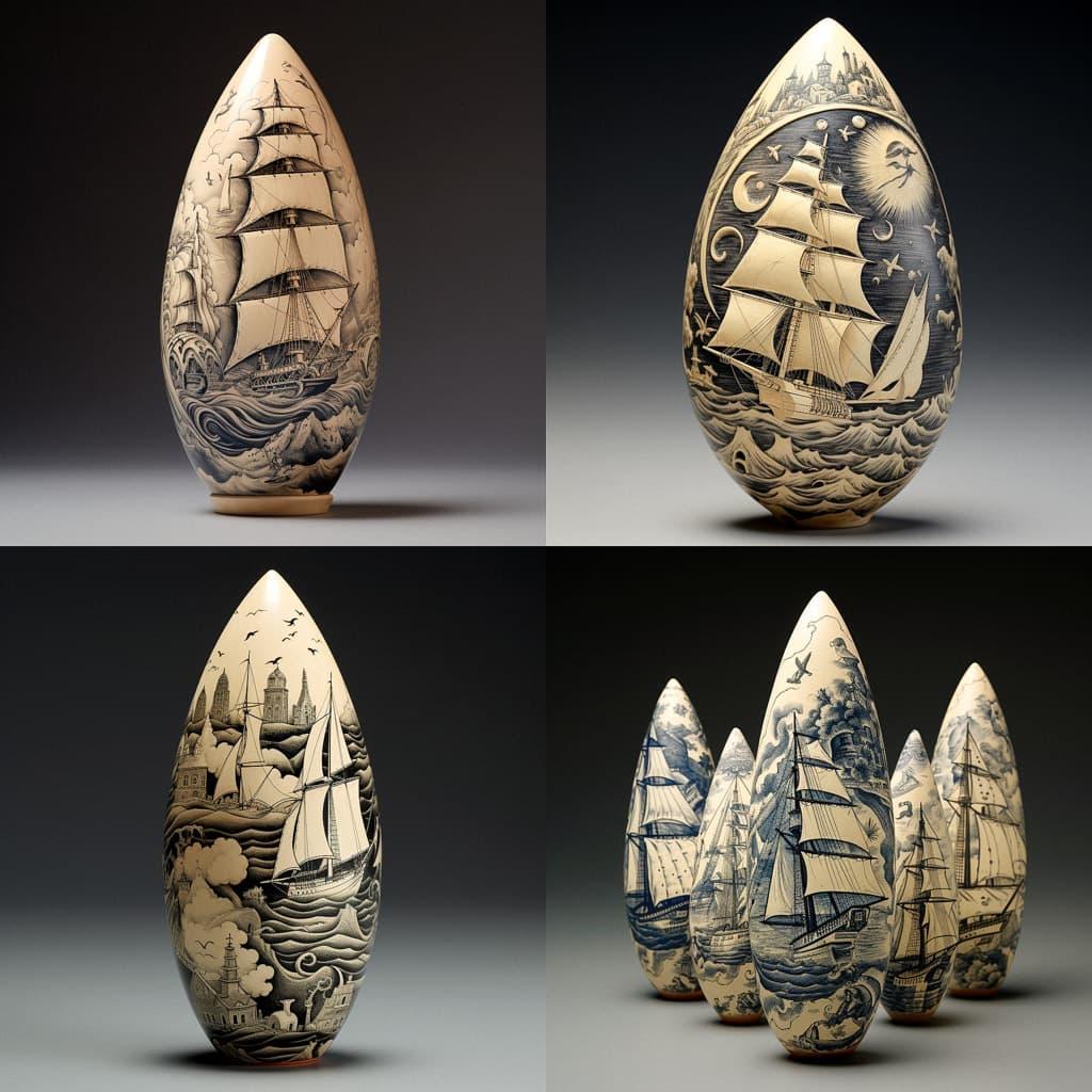 Scrimshaw style, Midjourney V5.2, render 1 of 4