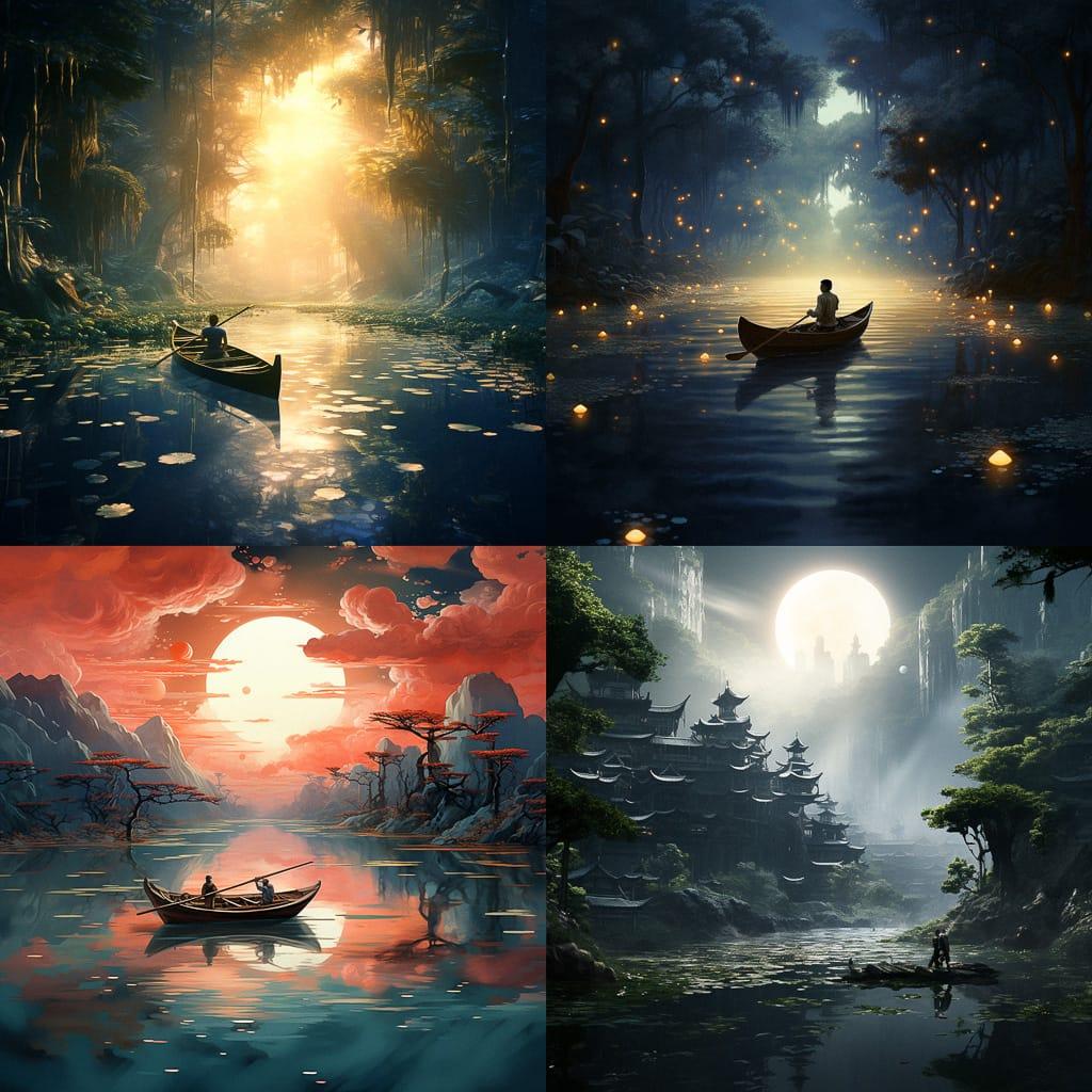 Serene atmosphere style, Midjourney V5.2, render 1 of 4