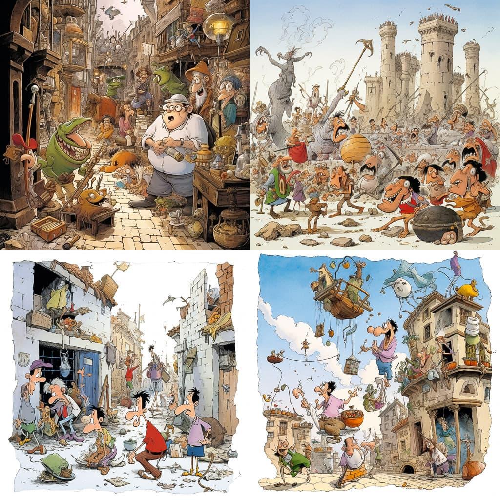 Sergio Aragones style, Midjourney V5.2, render 1 of 4
