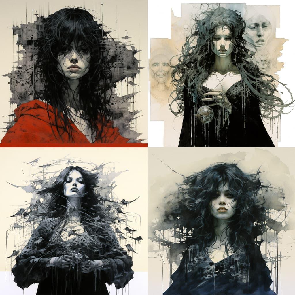 Sergio Toppi style, Midjourney V5.2, render 1 of 4