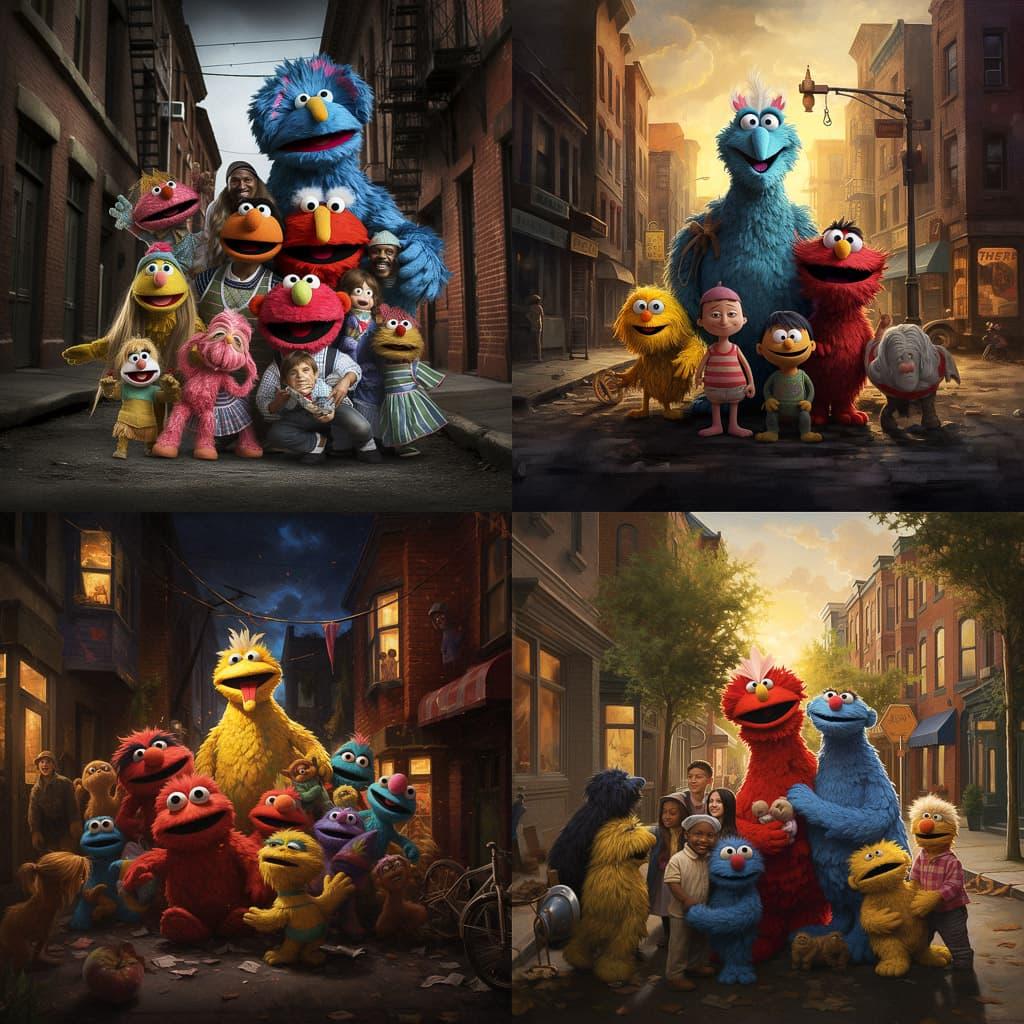 Sesame Street style, Midjourney V5.2, render 1 of 4