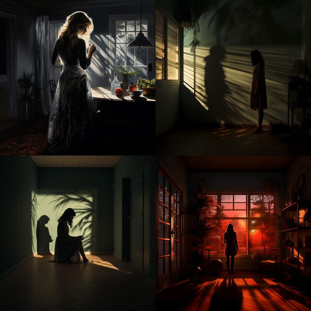 Shadowed lighting style, Midjourney V5.2, render 1 of 4