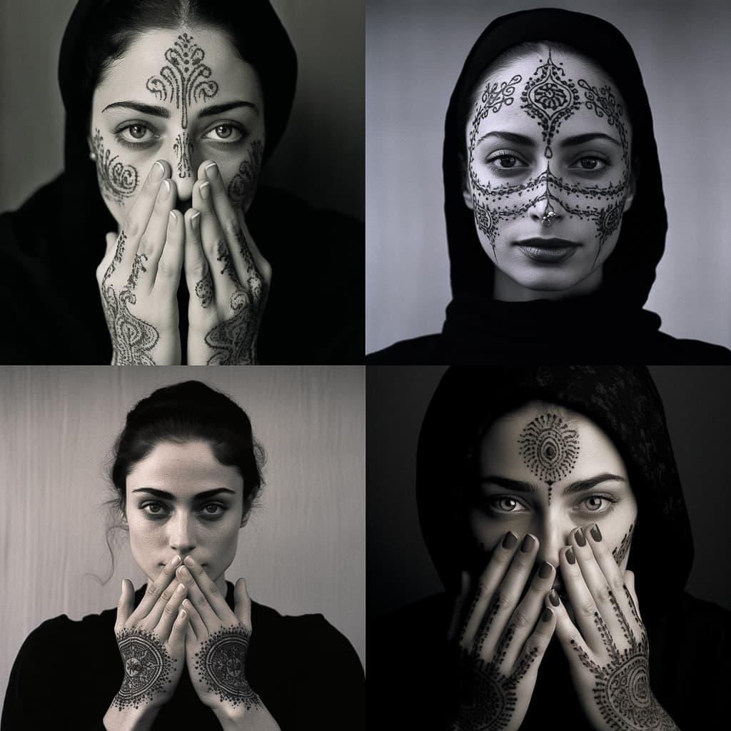 Shirin Neshat style, Midjourney V5.2, render 1 of 4