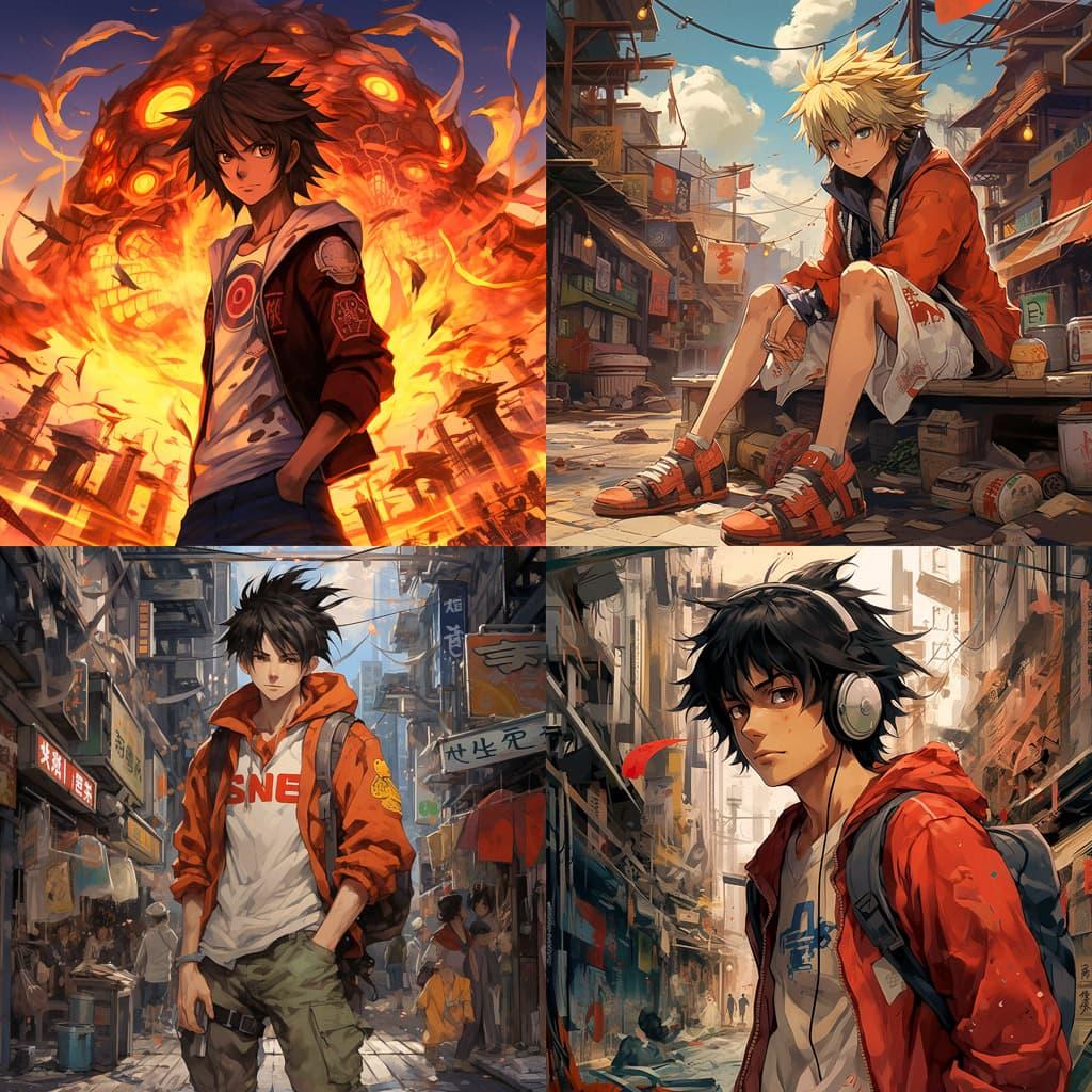 Shonen anime style style, Midjourney V5.2, render 1 of 4