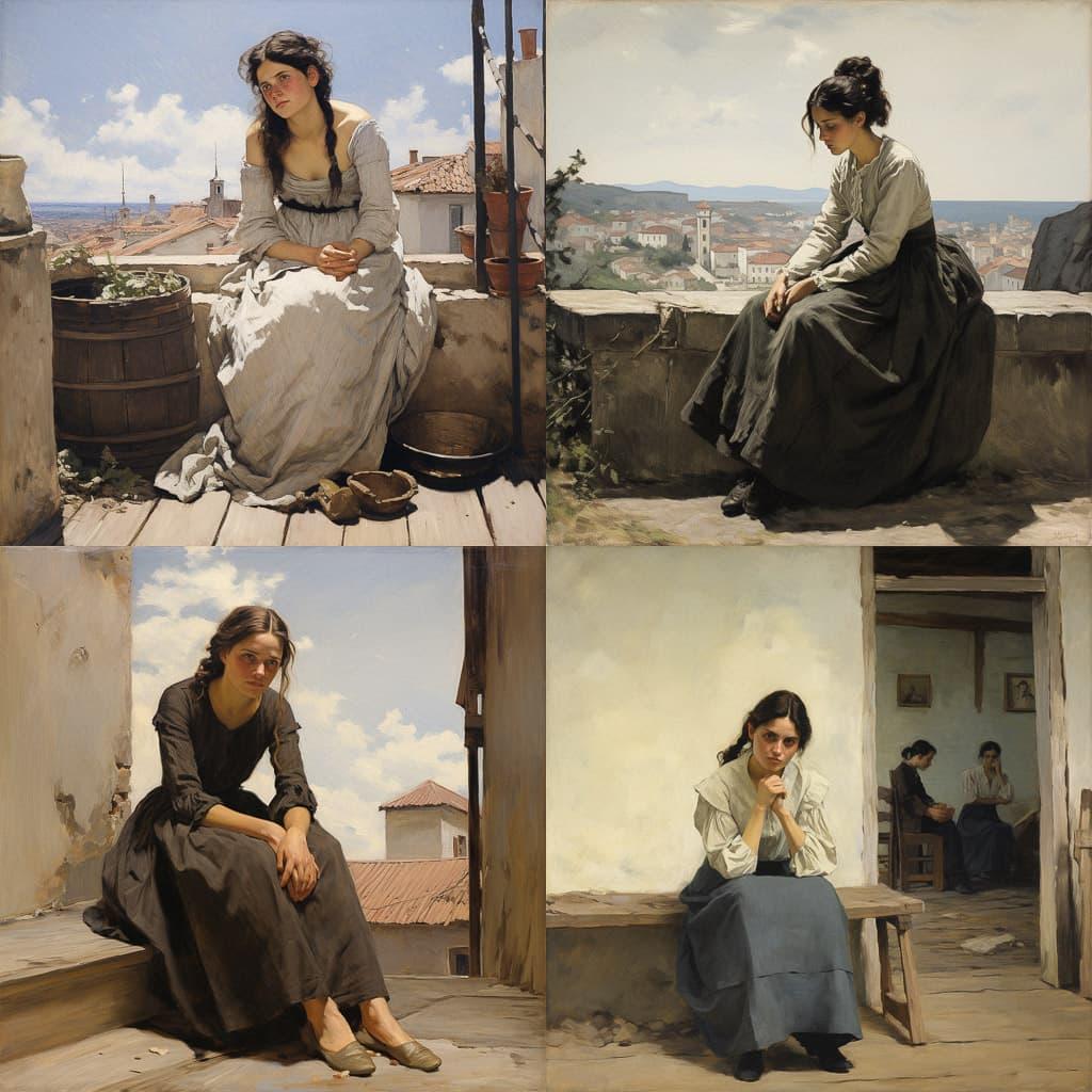 Silvestro Lega style, Midjourney V5.2, render 1 of 4