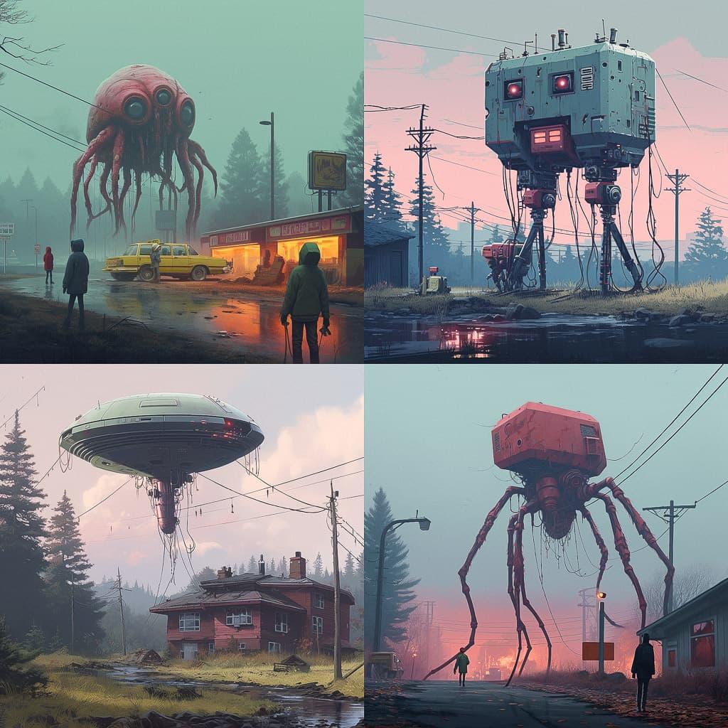 Simon Stalenhag style, Midjourney V5.2, render 1 of 4