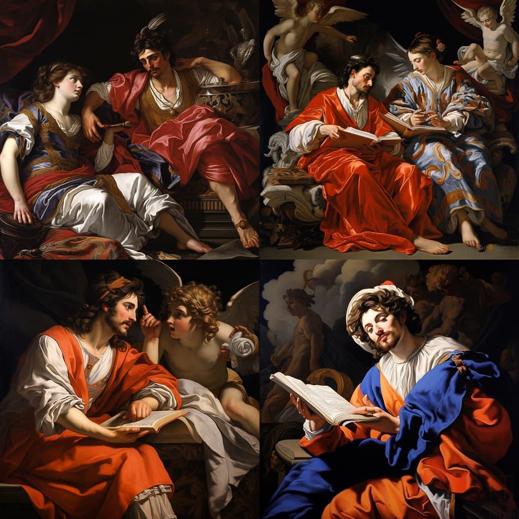 Simon Vouet style, Midjourney V5.2, render 1 of 4