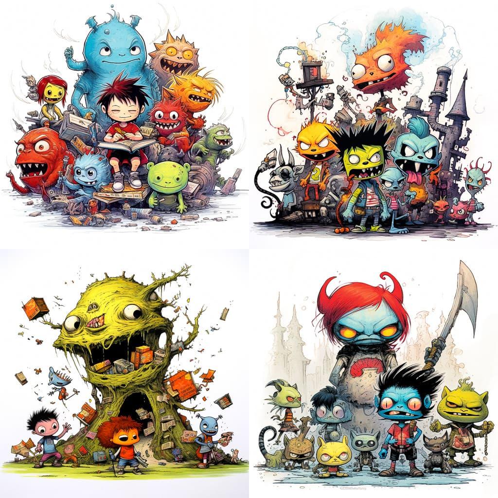 Skottie Young style, Midjourney V5.2, render 1 of 4