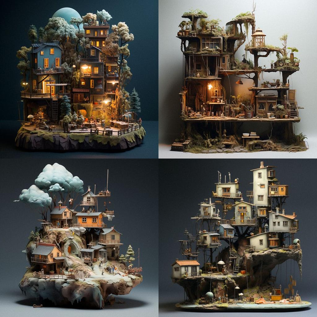 Small scale style, Midjourney V5.2, render 1 of 4