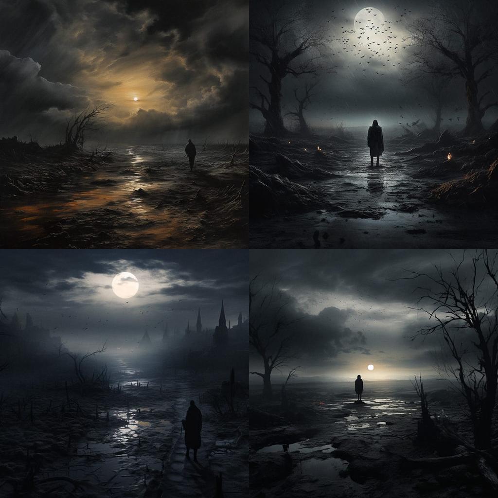Somber atmosphere style, Midjourney V5.2, render 1 of 4