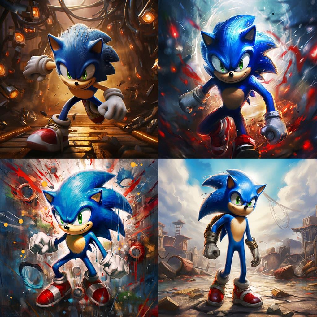Sonic the Hedgehog style, Midjourney V5.2, render 1 of 4