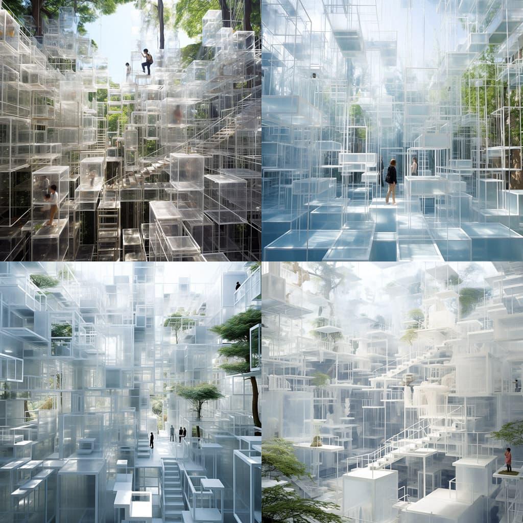 Sou Fujimoto style, Midjourney V5.2, render 1 of 4