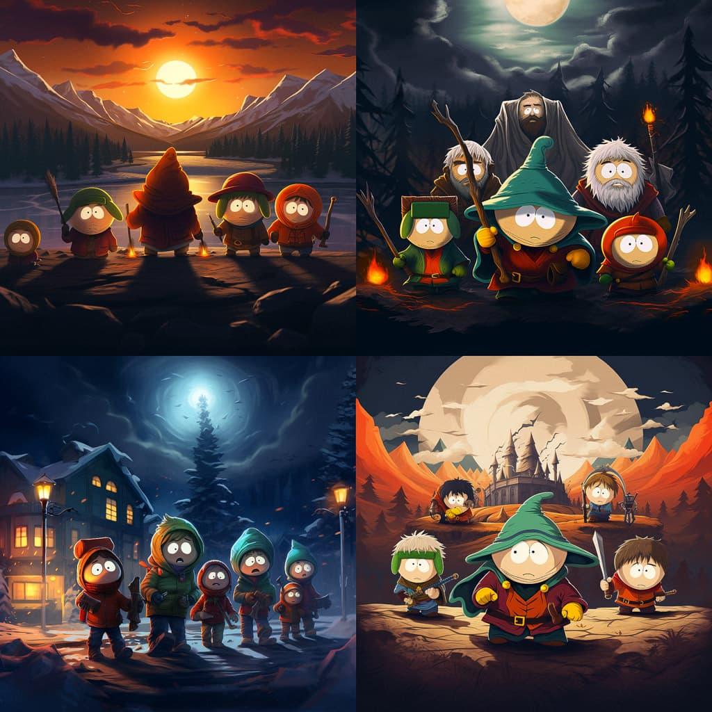 South Park style, Midjourney V5.2, render 1 of 4
