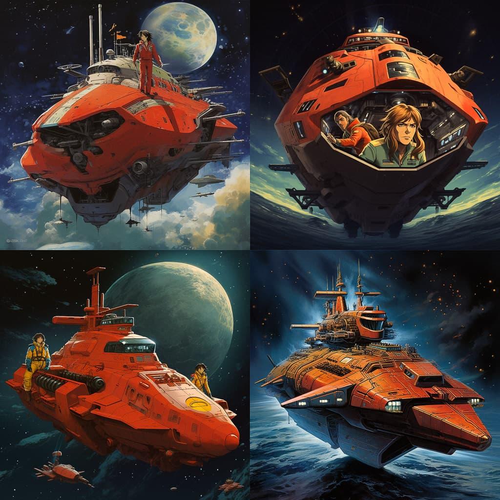 Space Battleship Yamato style, Midjourney V5.2, render 1 of 4