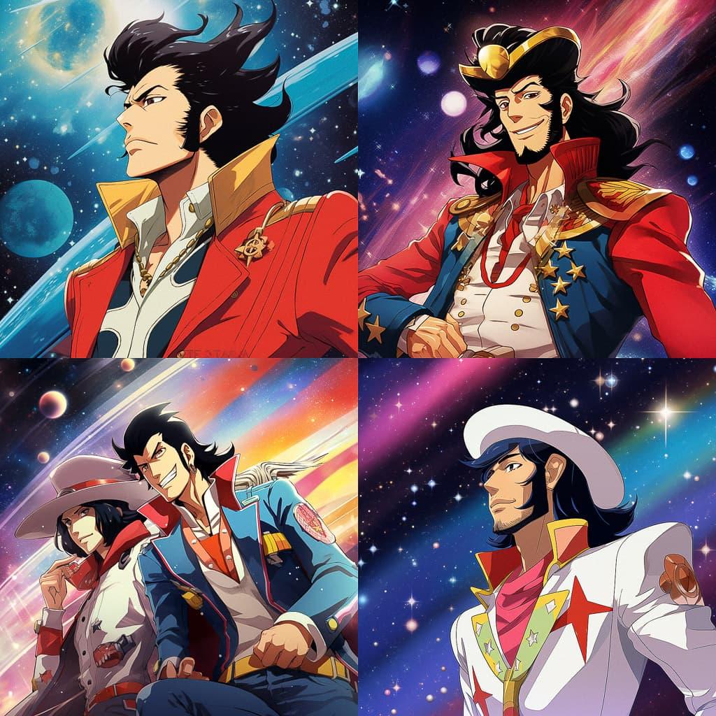 Space Dandy style, Midjourney V5.2, render 1 of 4