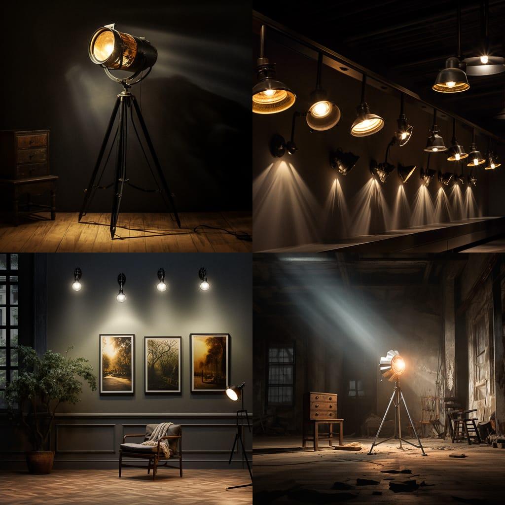 Spotlight lighting style, Midjourney V5.2, render 1 of 4