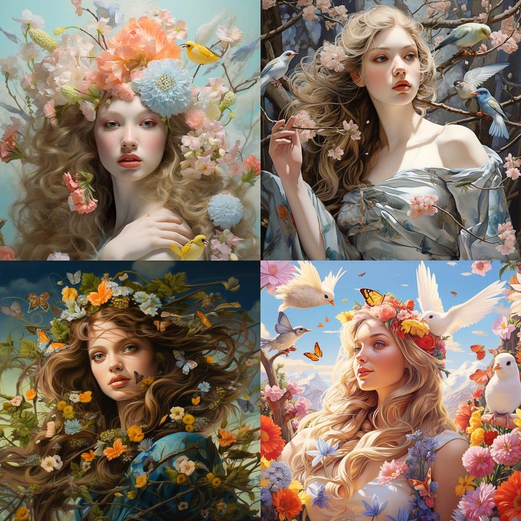 Spring style, Midjourney V5.2, render 1 of 4