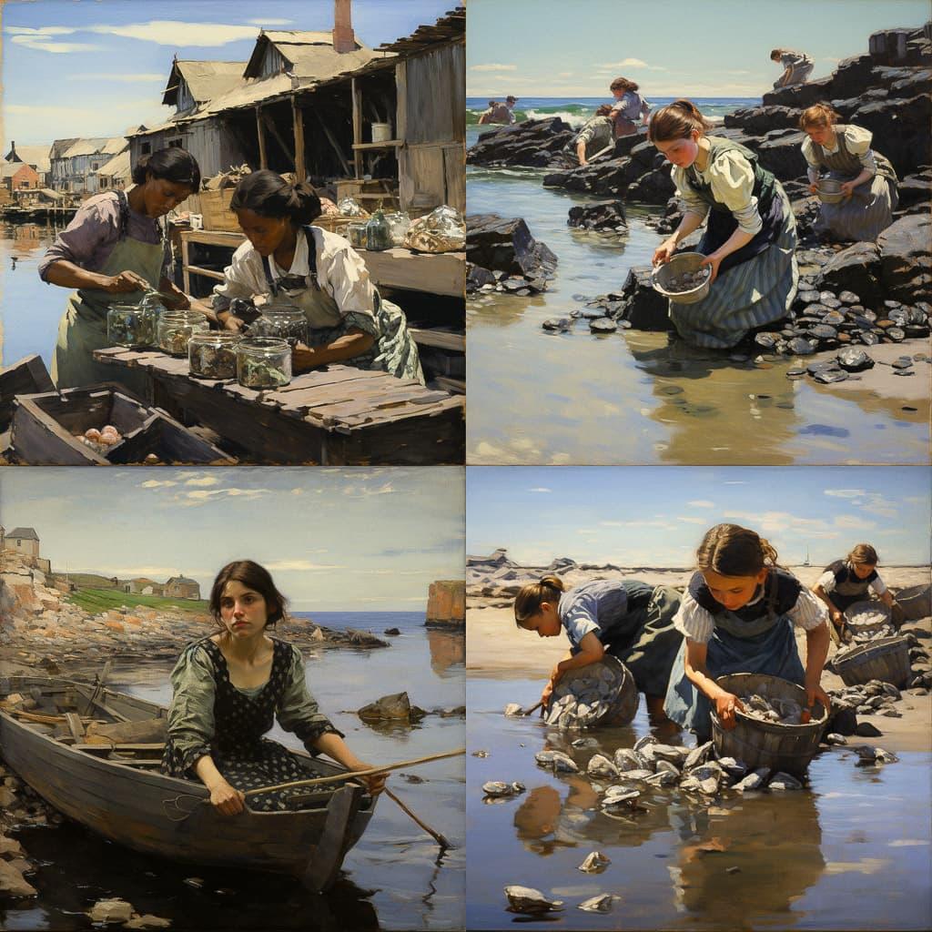 Stanhope Forbes style, Midjourney V5.2, render 1 of 4