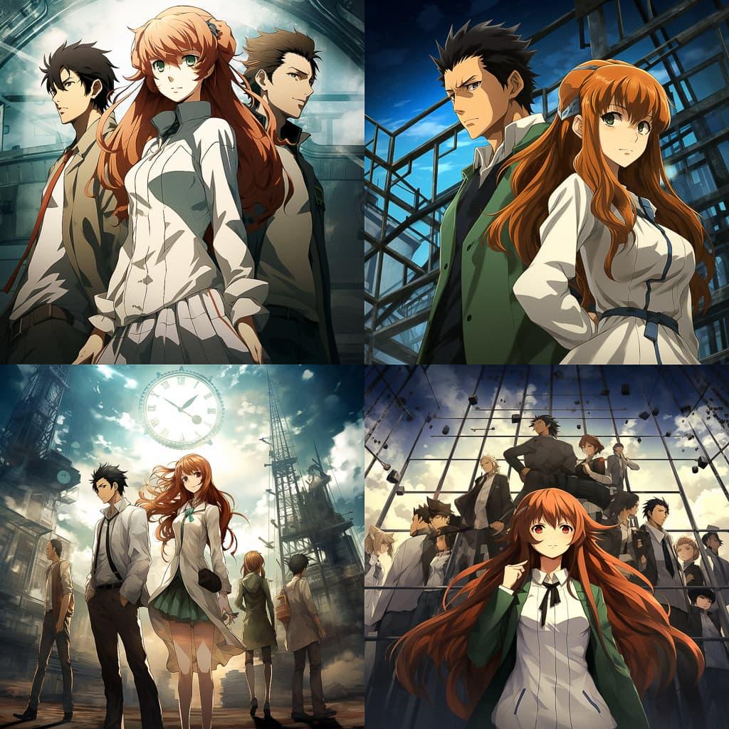 SteinsGate style, Midjourney V5.2, render 1 of 4