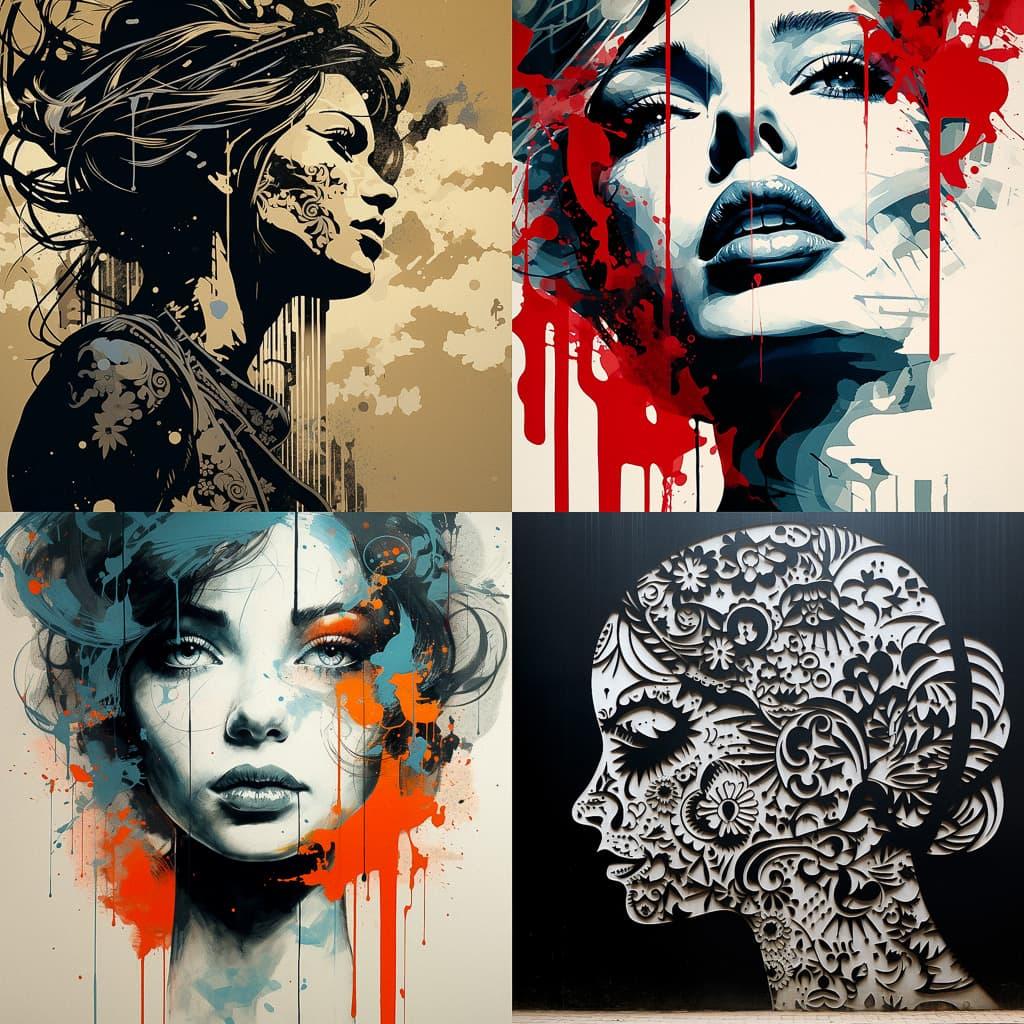 Stencil graphics style, Midjourney V5.2, render 1 of 4