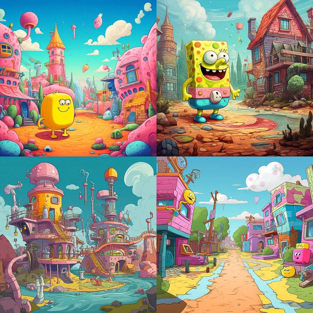 Stephen Hillenburg style, Midjourney V5.2, render 1 of 4