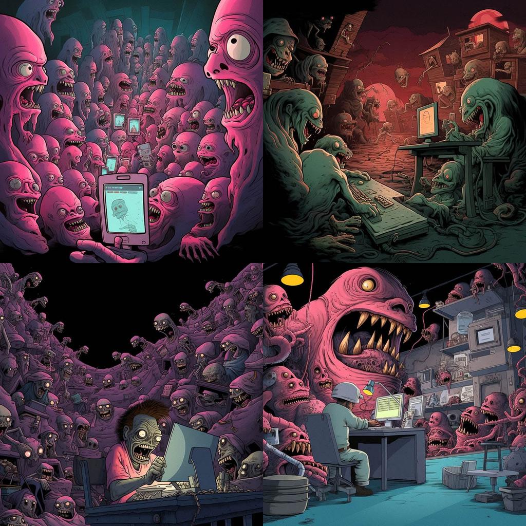 Steve Cutts style, Midjourney V5.2, render 1 of 4