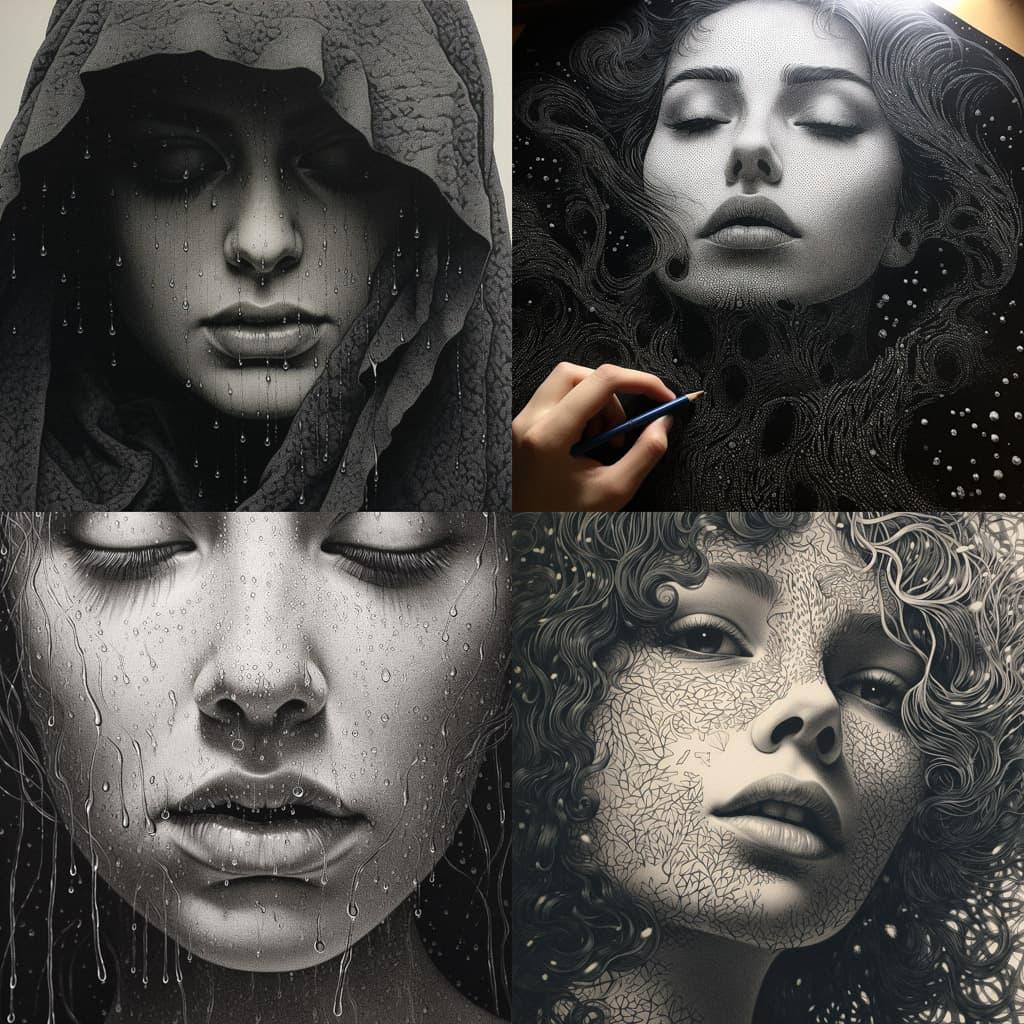 Stippling style, Midjourney V5.2, render 1 of 4