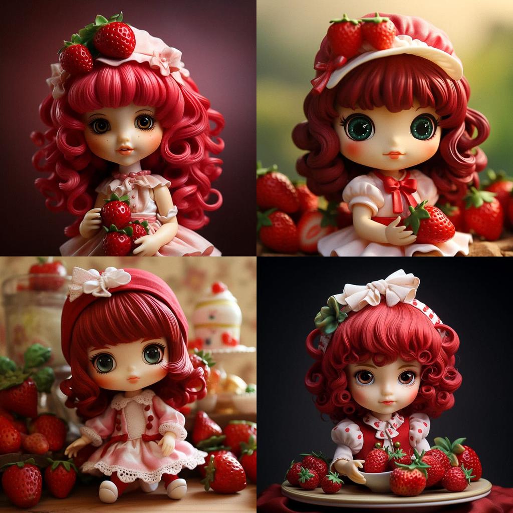 Strawberry Shortcake doll style, Midjourney V5.2, render 1 of 4