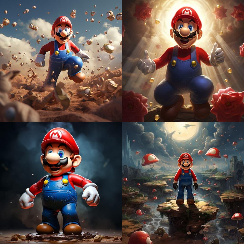 Super Mario style, Midjourney V5.2, render 1 of 4