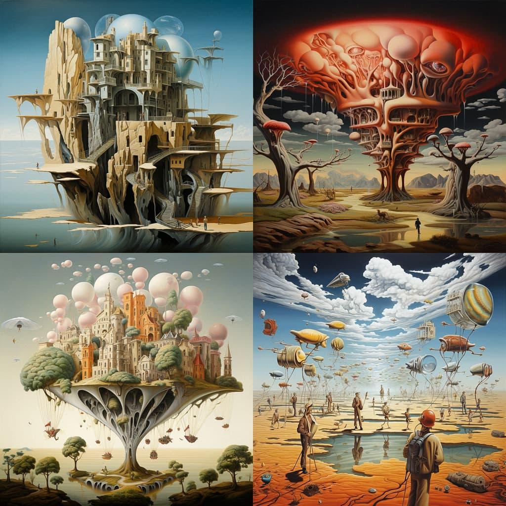 Surrealism style, Midjourney V5.2, render 1 of 4