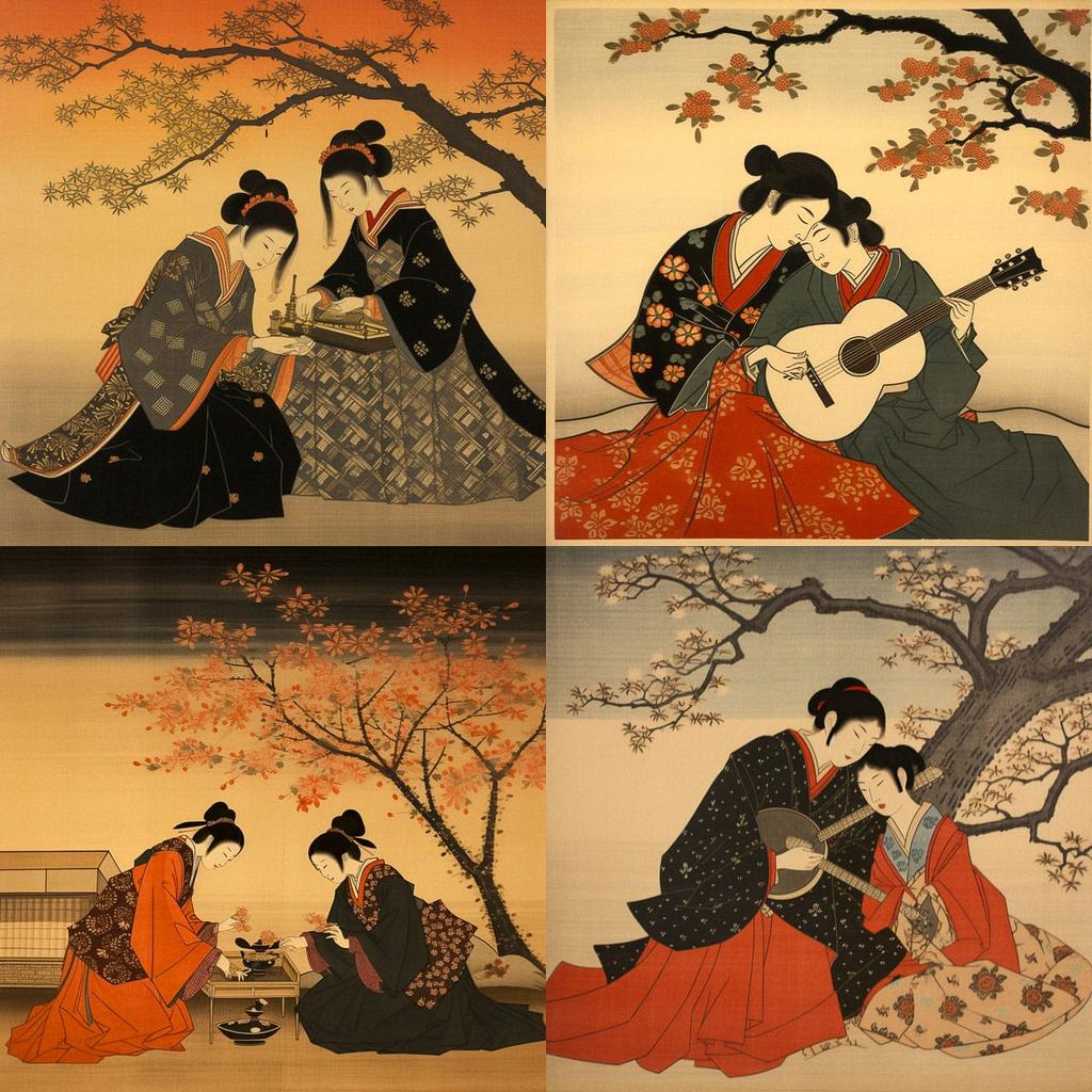 Suzuki Harunobu style, Midjourney V5.2, render 1 of 4