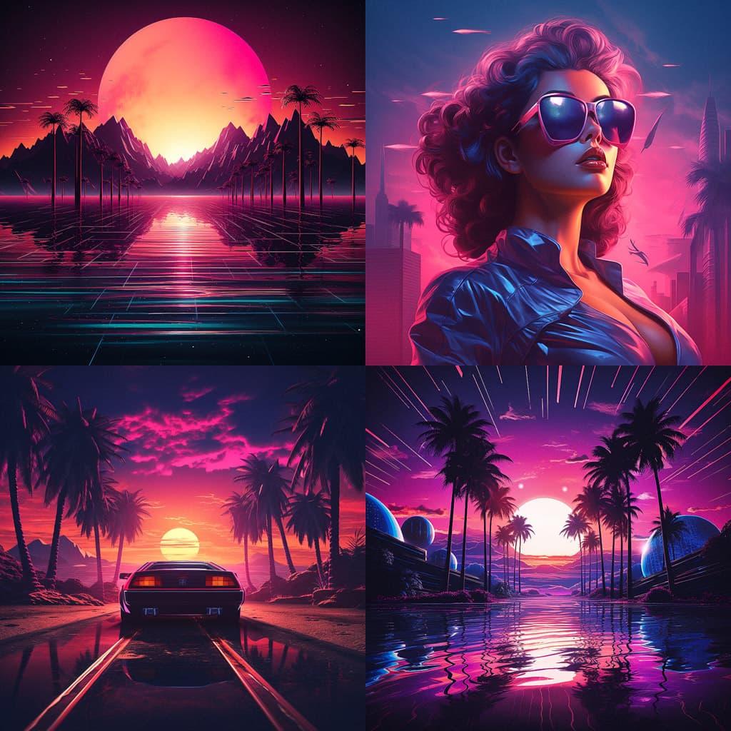 Synthwave style, Midjourney V5.2, render 1 of 4